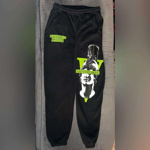 Suicideboys Black Joggers with Neon Green Accents